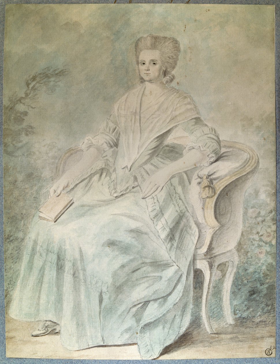 Porträt von Olympe de Gouges (Witwe Aubry, auch bekannt als Marie Gouze) (Madame Aubry) (1748-1793) Feministin, Politikerin und Schriftstellerin. Anonyme Aquarellmalerei. 18. Jahrhundert Paris, Louvre Museum von French School
