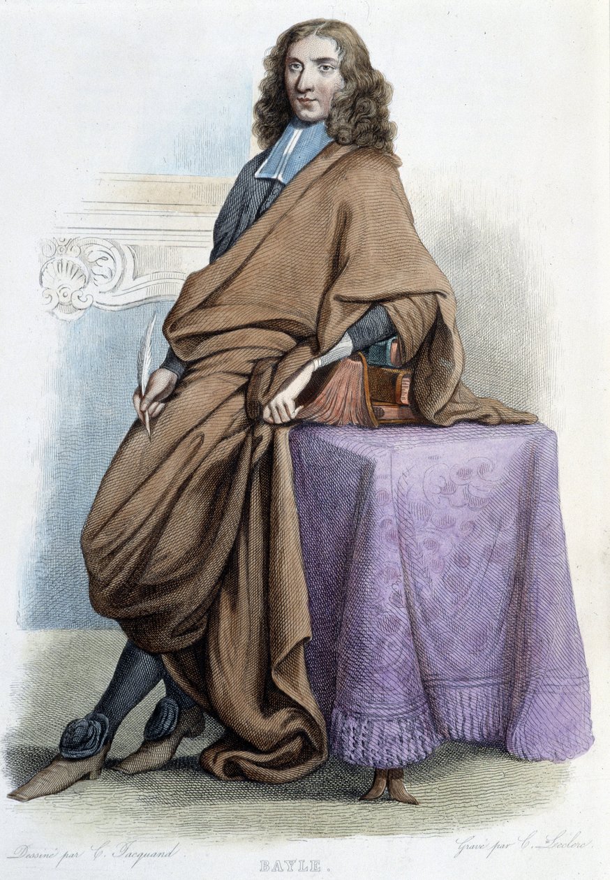 Porträt von Pierre Bayle, französischer Philosoph und Schriftsteller (1647-1706) - in „Le Plutarque français“, von Mennechet von French School