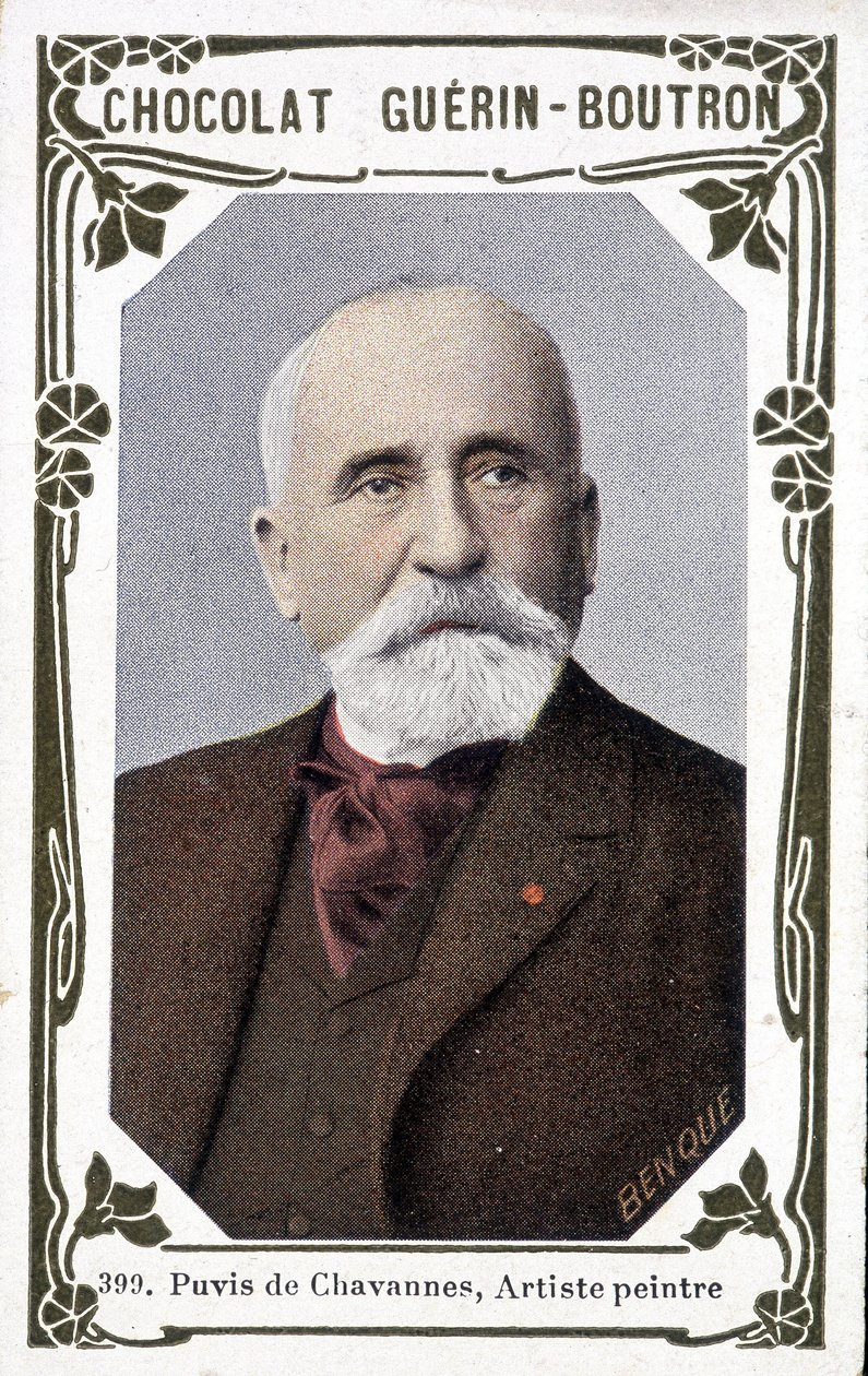 Porträt von Pierre Puvis de Chavannes, französischer Maler (1824-1898). Vignette des Schokoladen Guérin - Boutron von French School