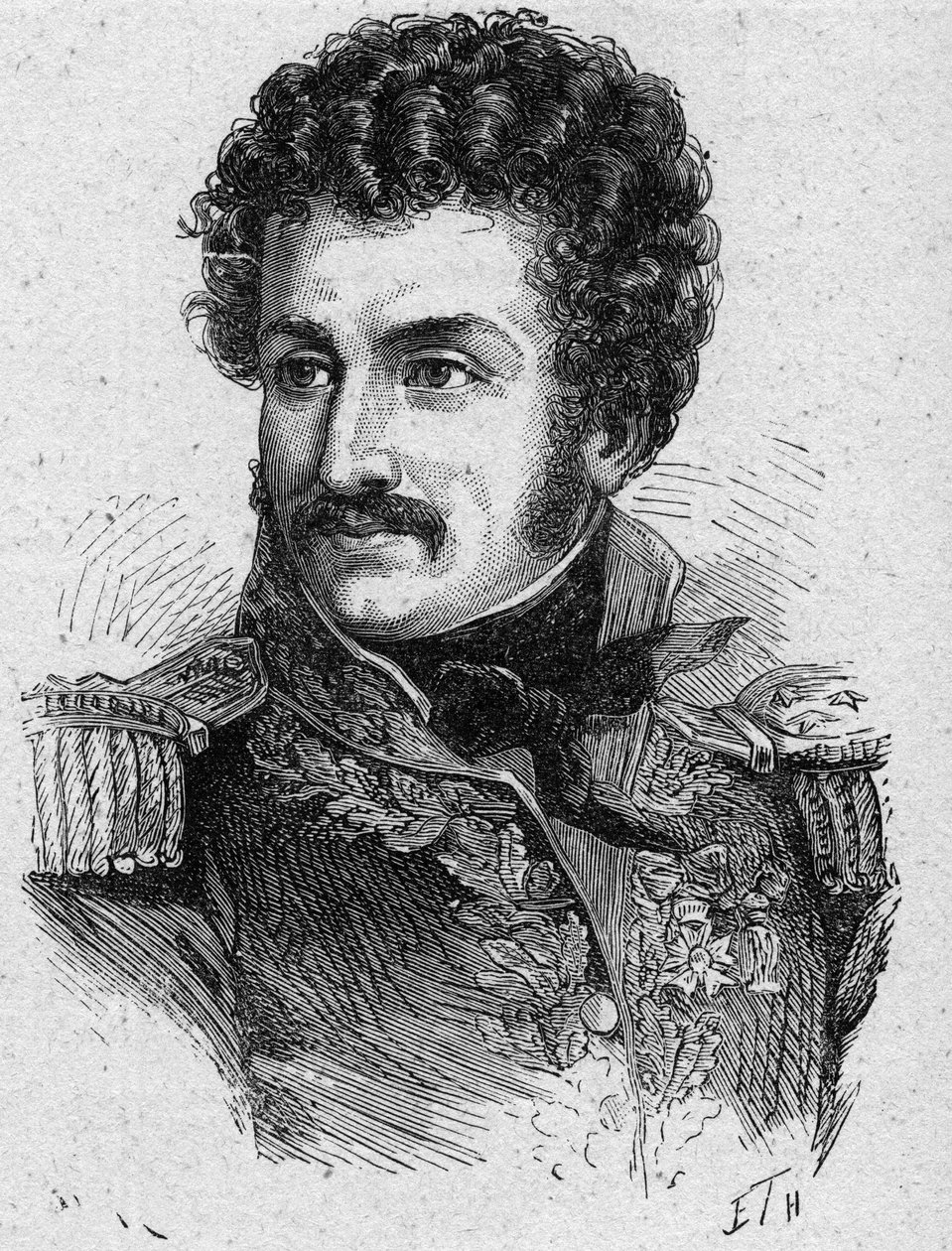 Porträt von Pierre Yriex Daumesnil (1776-1832), französischer General während des Ersten Kaiserreichs und der Restauration - Gravur von 1889 - Private Sammlung von French School