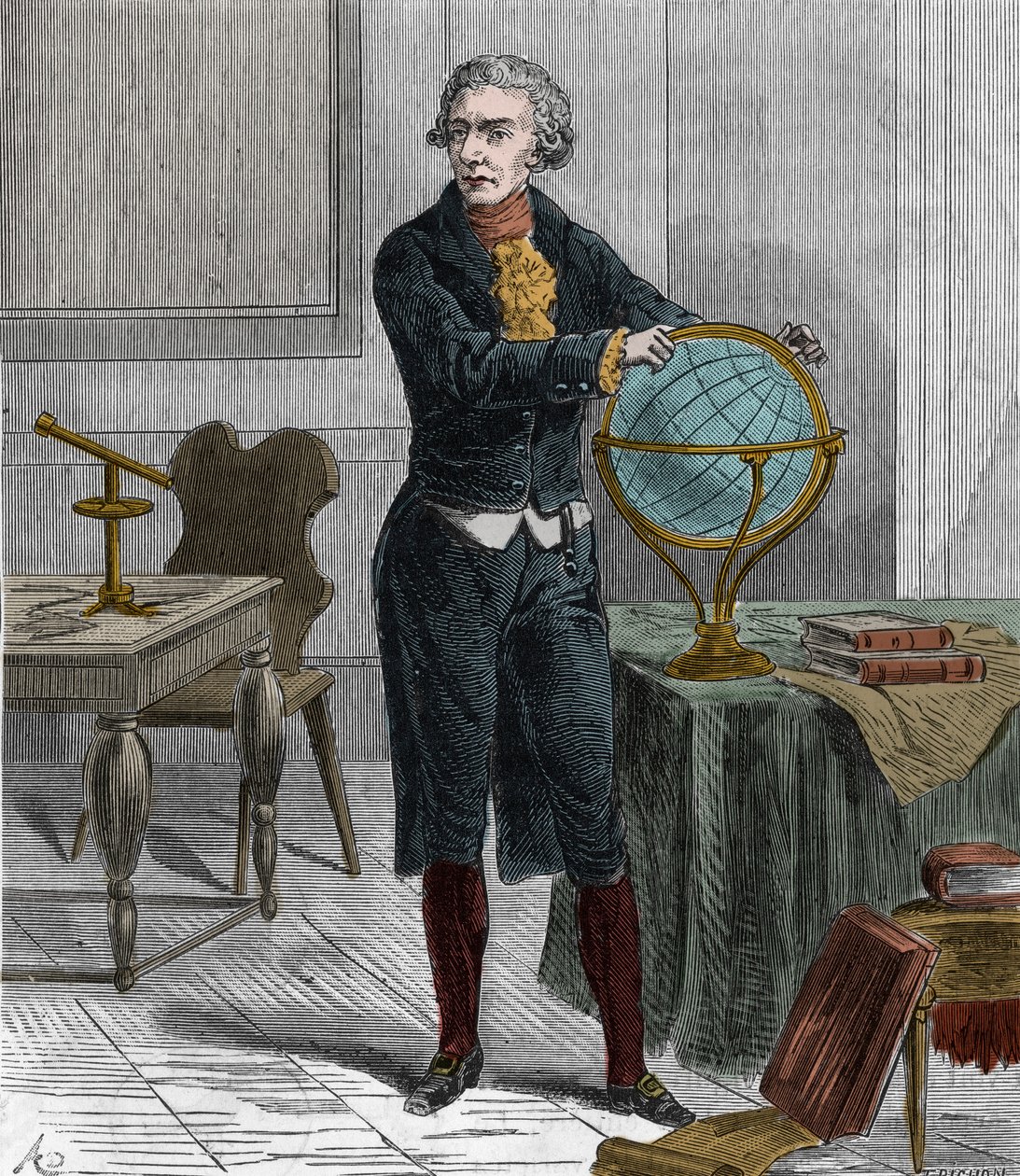 Porträt von Sir Friedrich Wilhelm Herschel (1738-1822), britisch-deutscher Astronom und Physiker - Porträt von William Herschel, deutschstämmiger britischer Astronom - Gravur in „Sciences at the reach of all - popular physics and chemistry“ von Alexis Cler von French School