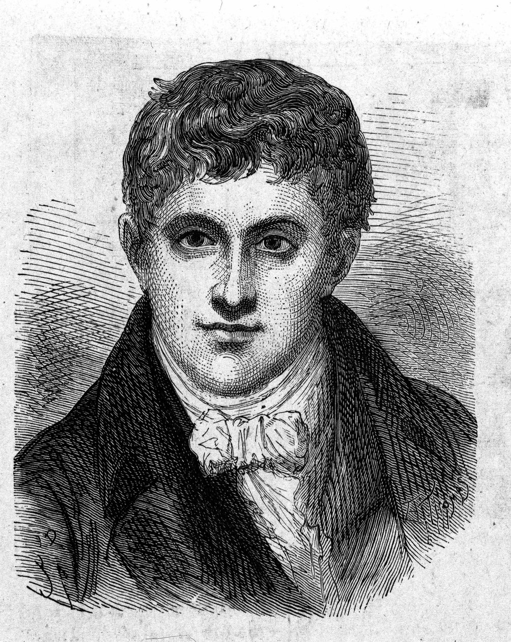 Porträt von Sir Humphry Davy (1778 - 1829), britischer Chemiker und Physiker - im „Album der Wissenschaft; berühmte Wissenschaftler; Große Entdeckungen“ 1896 von French School