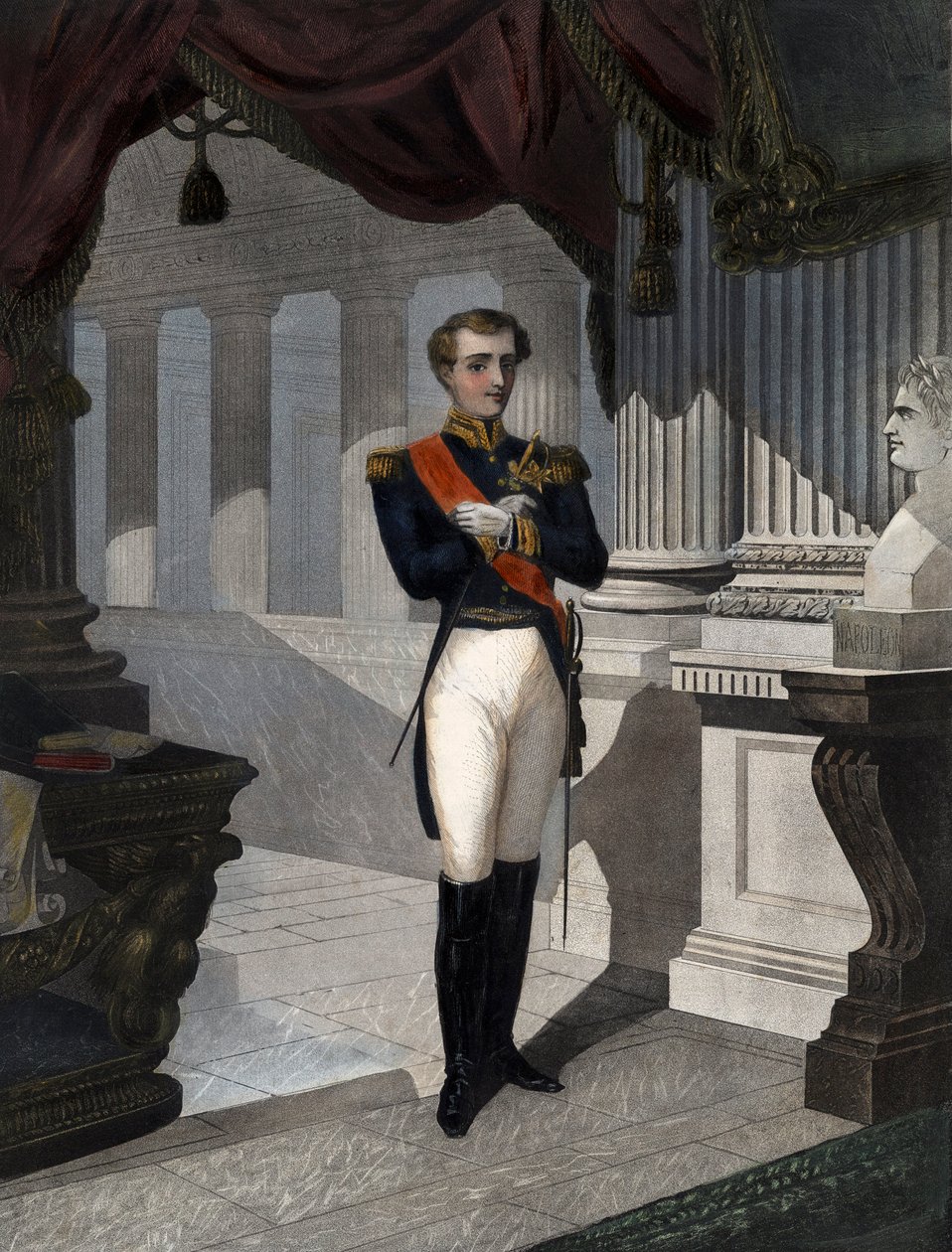 Porträt des Königs von Rom Napoleon II., Herzog von Reichstadt (1811-1832) Sohn von Kaiser Napoleon I. (1769-1821) - Gravur von Pernel von French School