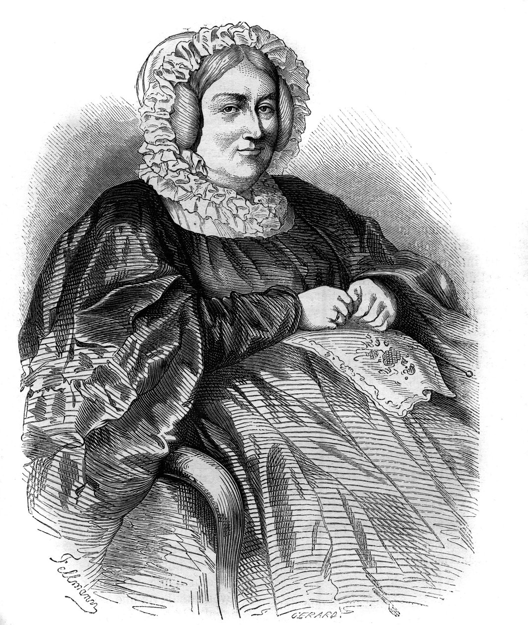 Porträt der Marquise de La Rochejaquelein (geb. Marie Louise Victoire de Donnissan) (1772-1857), französische Schriftstellerin. Gravur von 1858 von French School