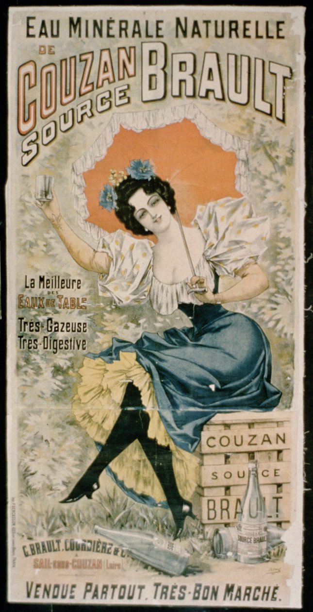 Plakat für Brault natürliches Mineralwasser aus Couzan von French School