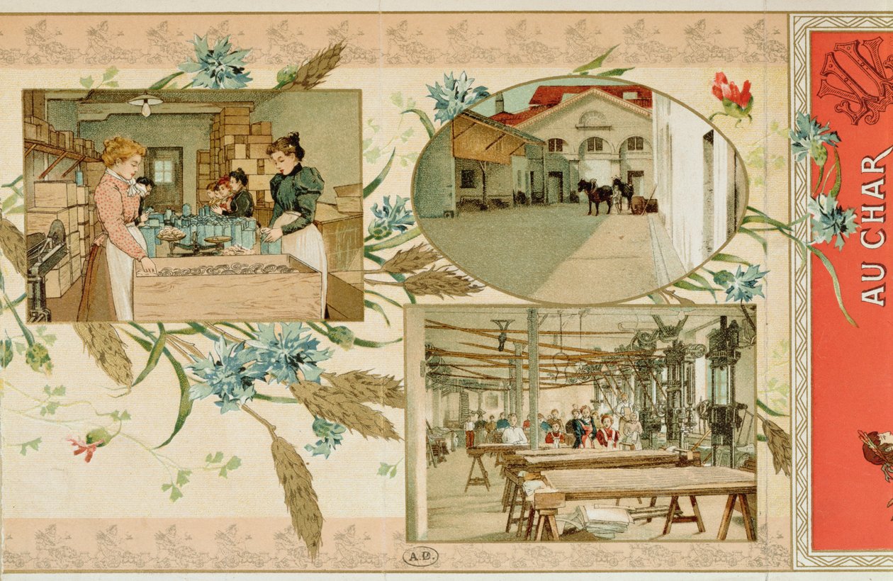 Herstellung von Pasta in einer Fabrik, ca. 1900 von French School