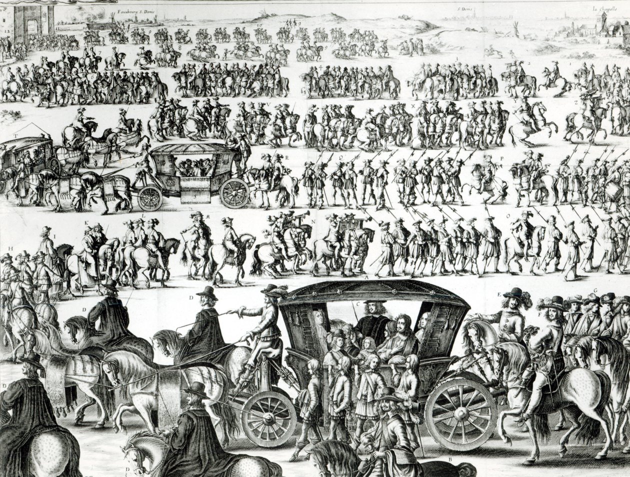 Prozession des Einzugs des jungen Königs Ludwig XIV. als Kind in die Stadt Paris am 18. August 1649 (Detail) von French School