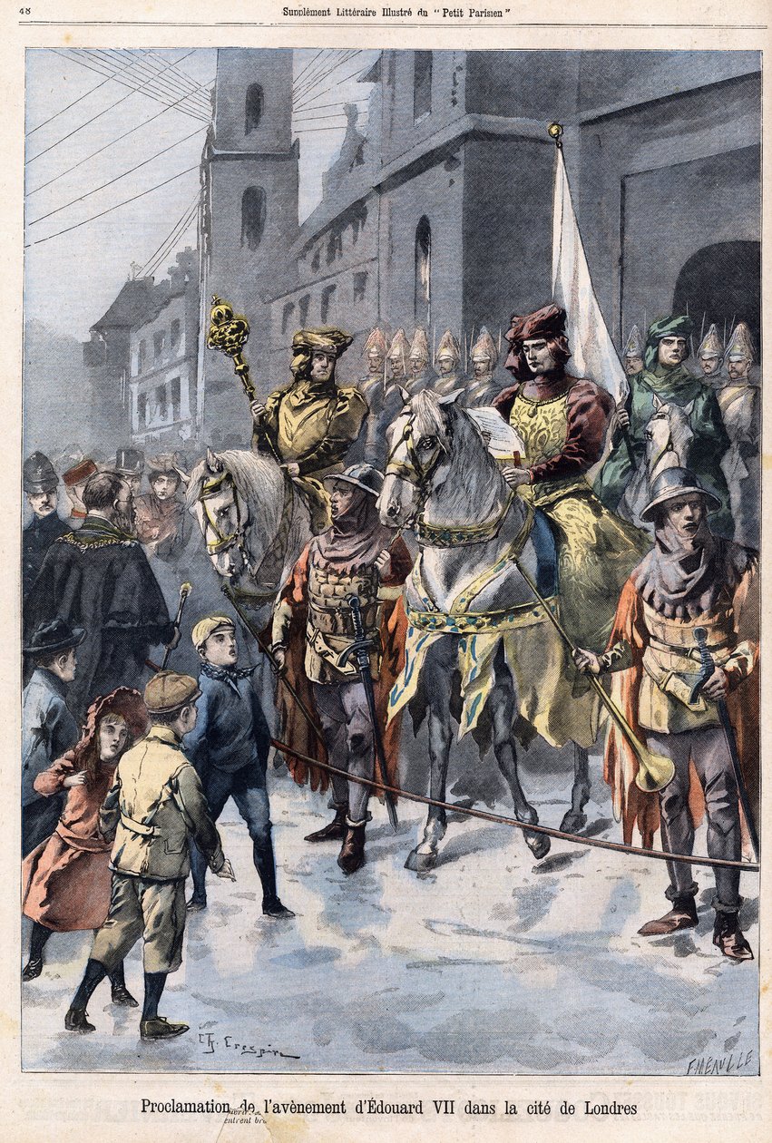 Proklamation der Zukunft von Edward VII., König von England (1841-1910) am Tag des Todes von Königin Victoria am 22. Januar von French School