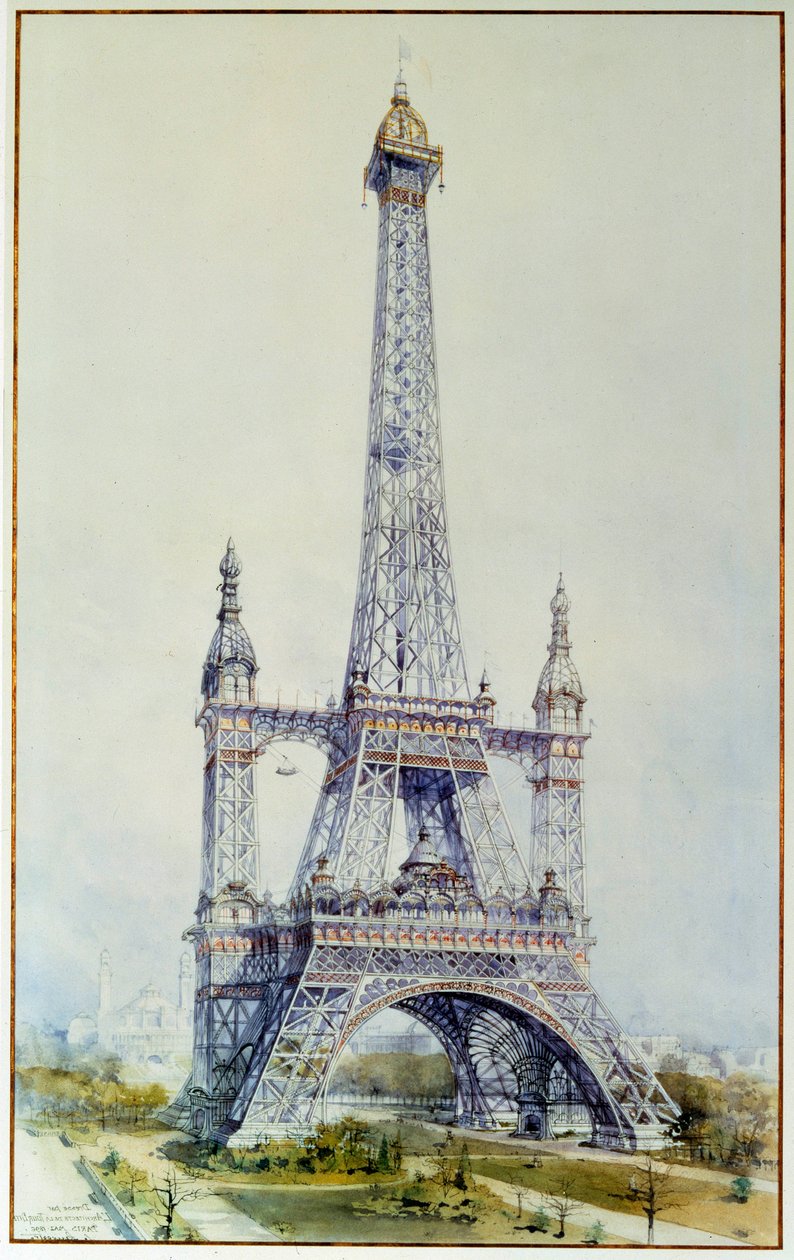 Projekt zur Modifikation des Eiffelturms für die Ausstellung 1900 (Mai 1896) von French School