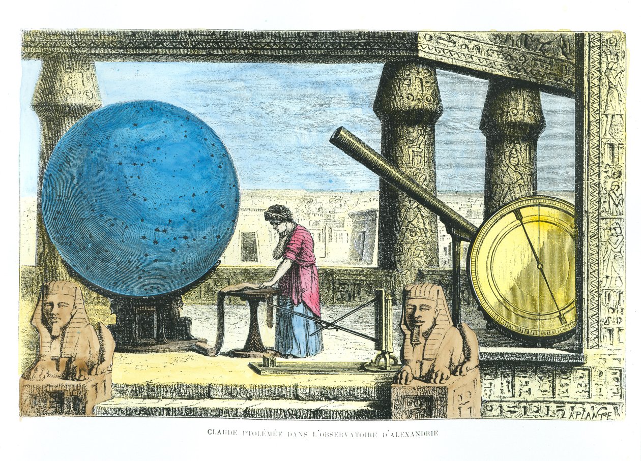 Ptolemäus (ca. 90-168) im Observatorium von Alexandria, aus La Vie des Savants Illustres von Louis Figuier (spätere Kolorierung) von French School