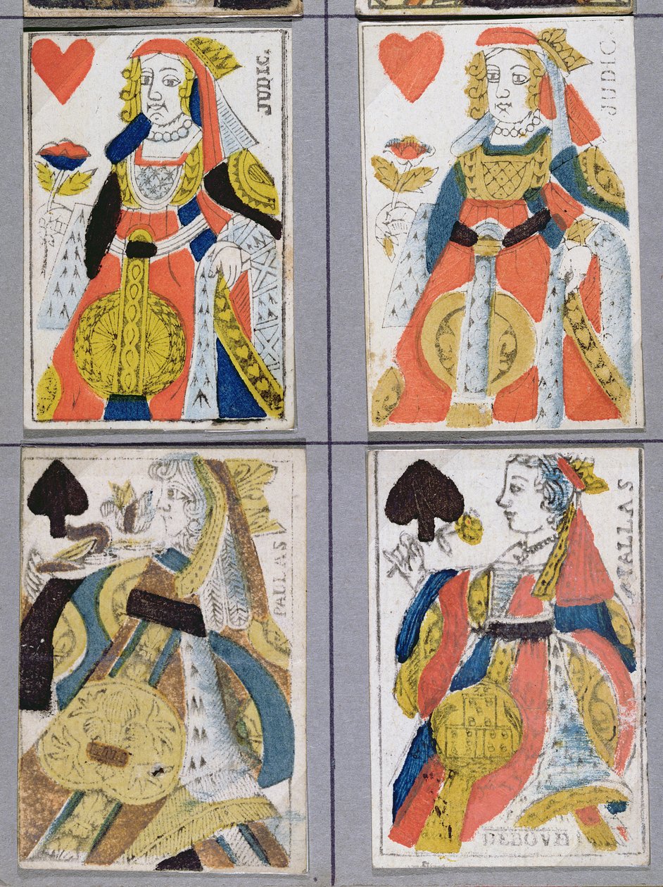 Pik-Dame und Herz-Dame Spielkarten, 17. - 18. Jahrhundert von French School