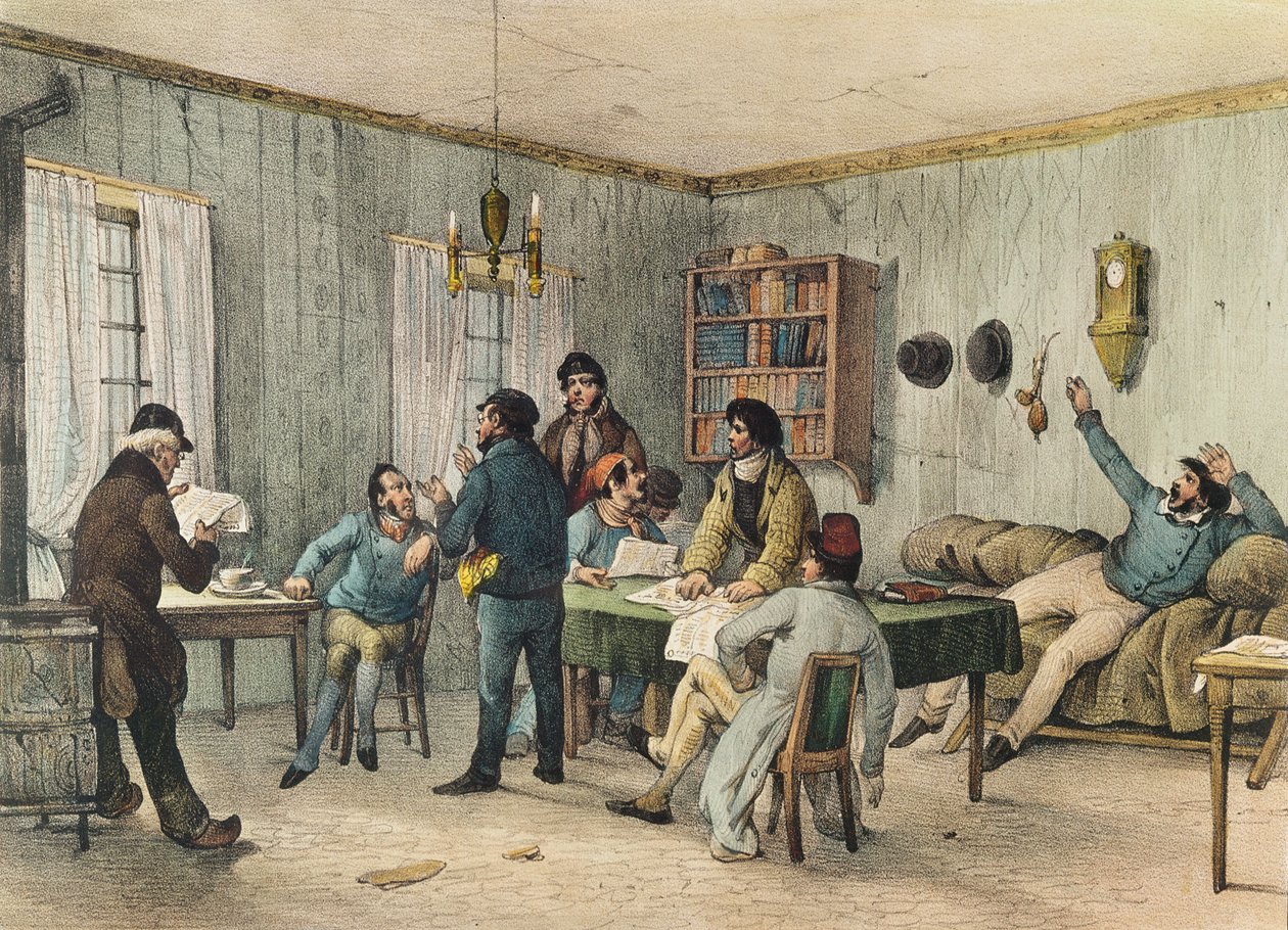 Lesesaal des Sainte-Pelagie-Gefängnisses, Paris, ca. 1840 von French School