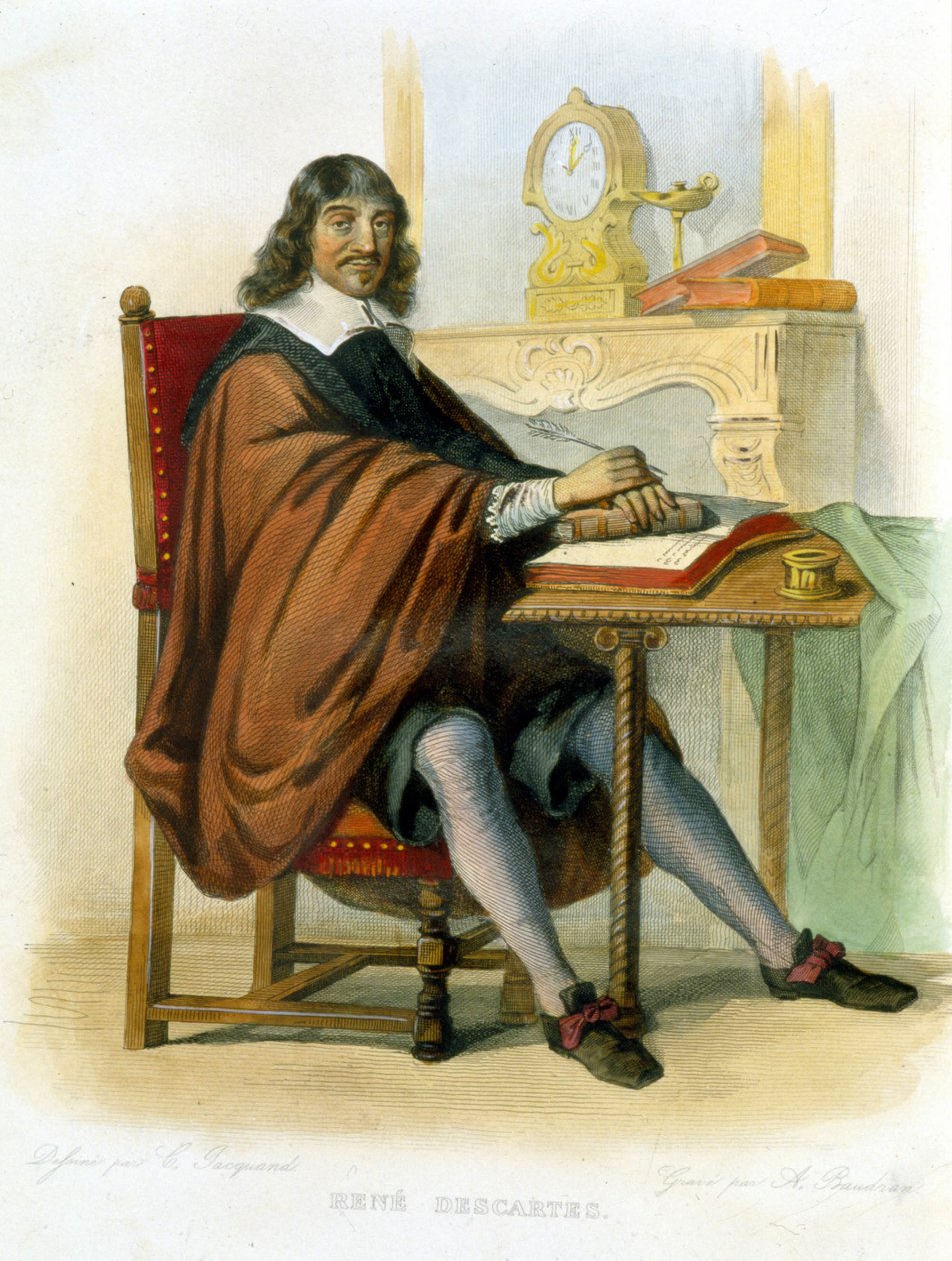 René Descartes beim Schreiben - in Hrsg. Mennechet, „Le Plutarque français“ von French School