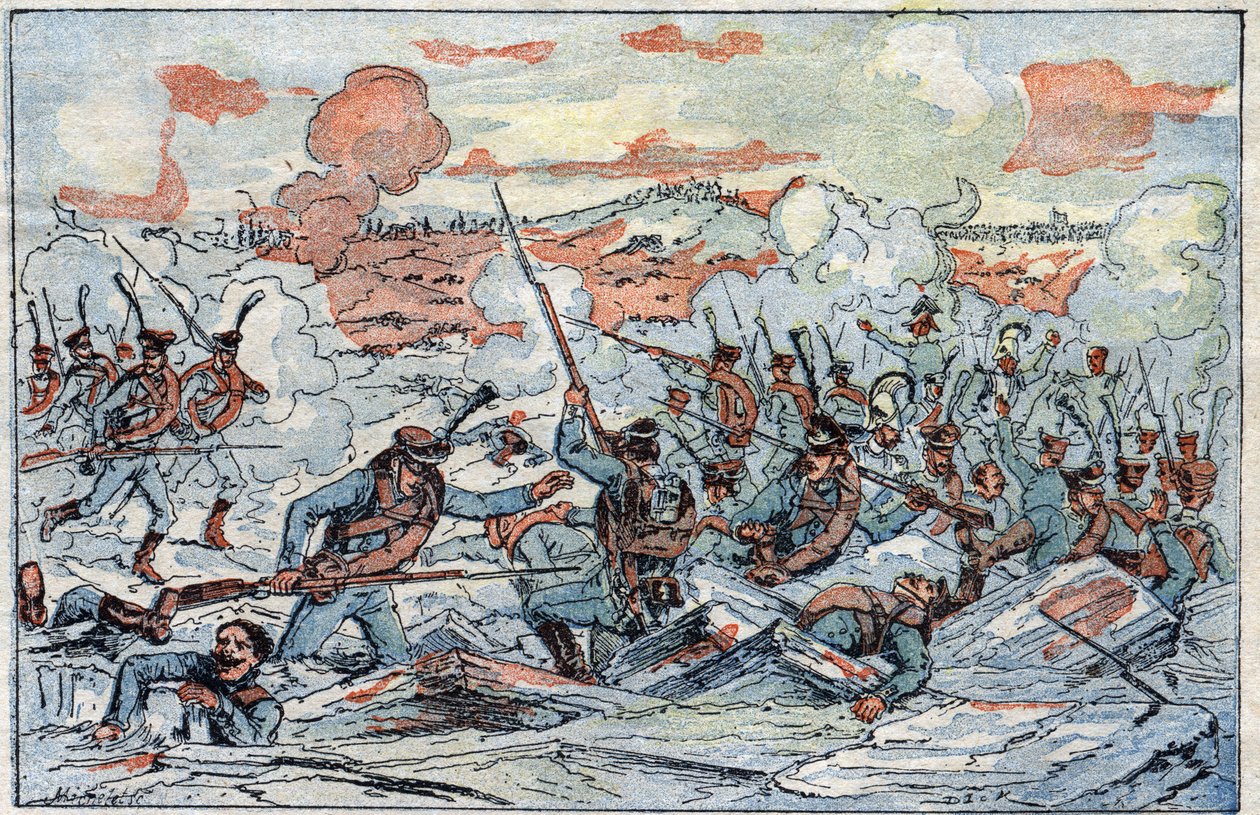 Darstellung der Schlacht von Austerlitz, oder Schlacht der drei Kaiser, am 02.12.1805. von French School