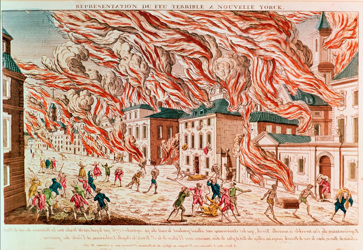 Darstellung des schrecklichen Feuers von New York 1776 von French School