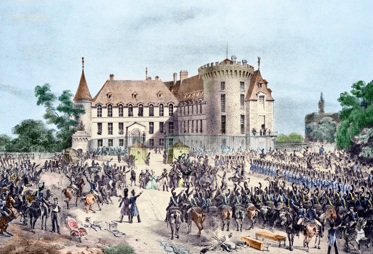 Revolution von 1830, Charles X präsentiert sich der Nationalgarde (Gravur) von French School