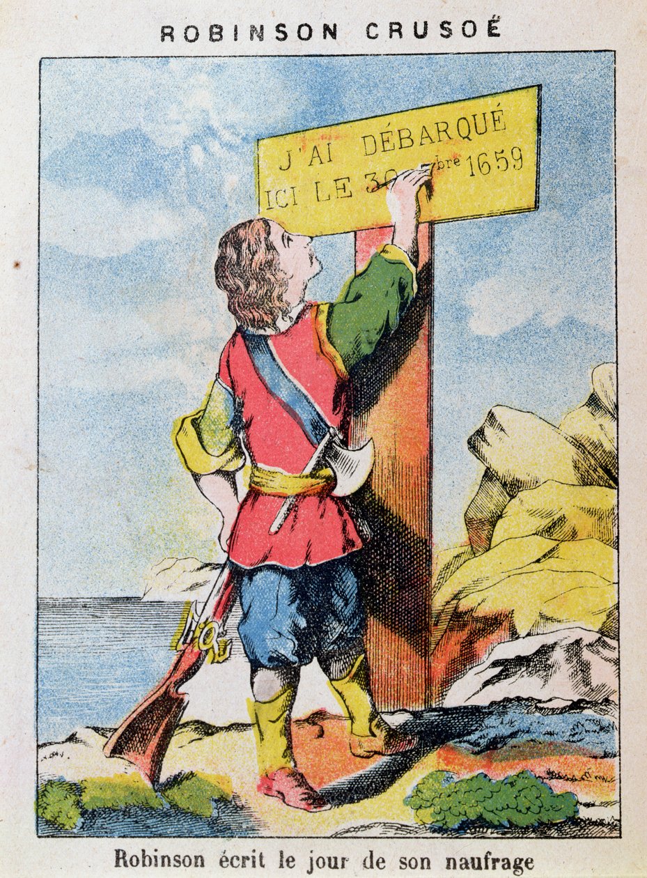 Robinson Crusoe schreibt das Datum des Schiffbruchs von French School