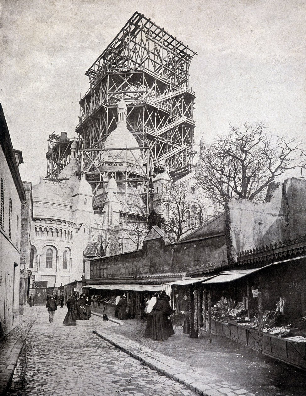 Rosenkranzhändler an der Kirche des Heiligen Herzens im Bau, Ende 19. Jahrhundert von French School