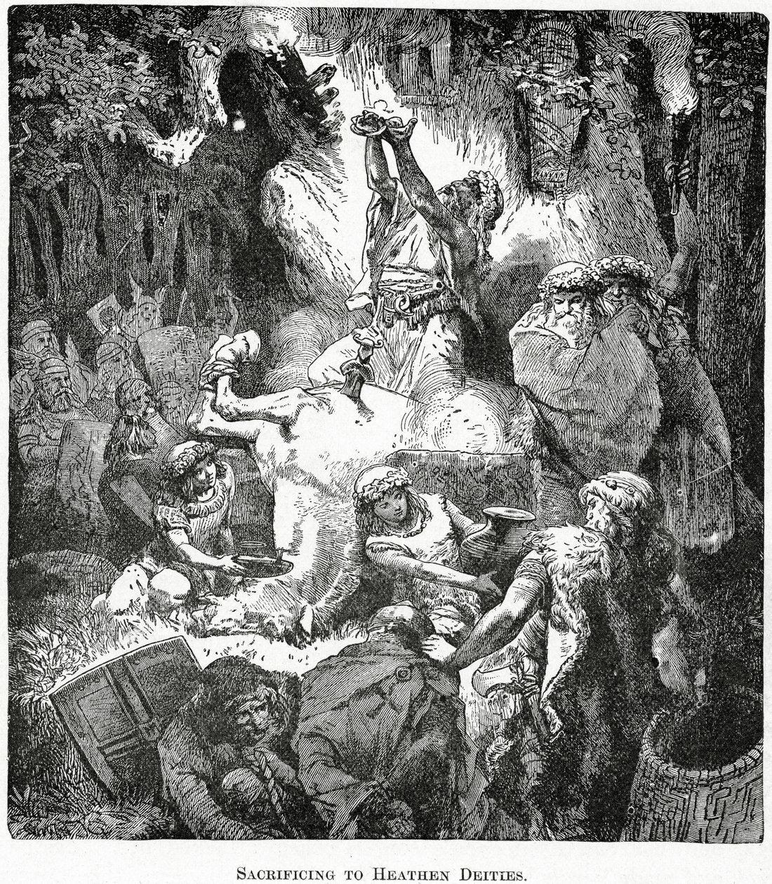 Opferung an heidnische Götter, ca. 1890 von French School