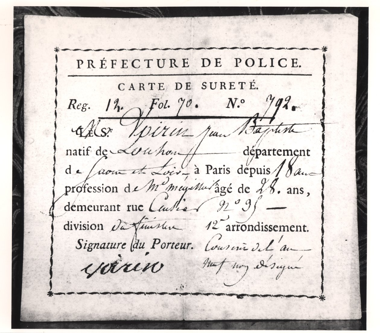 Sicherheitskarte, 1808 von French School