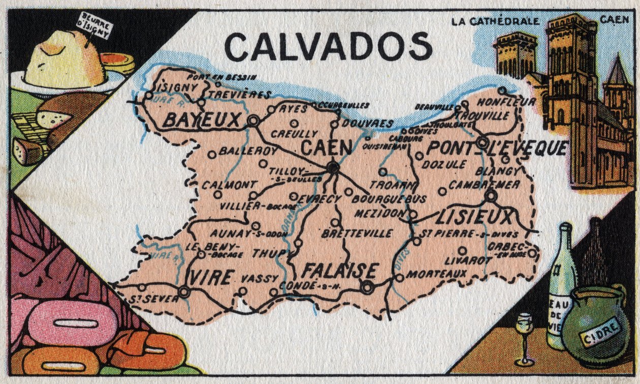 Serie der französischen Departementkarten: Le Calvados, Anfang des 20. Jahrhunderts von French School