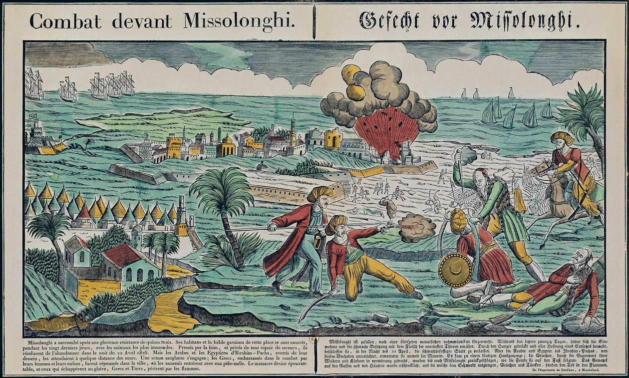 Belagerung von Missolonghi, 22. April 1826 von French School