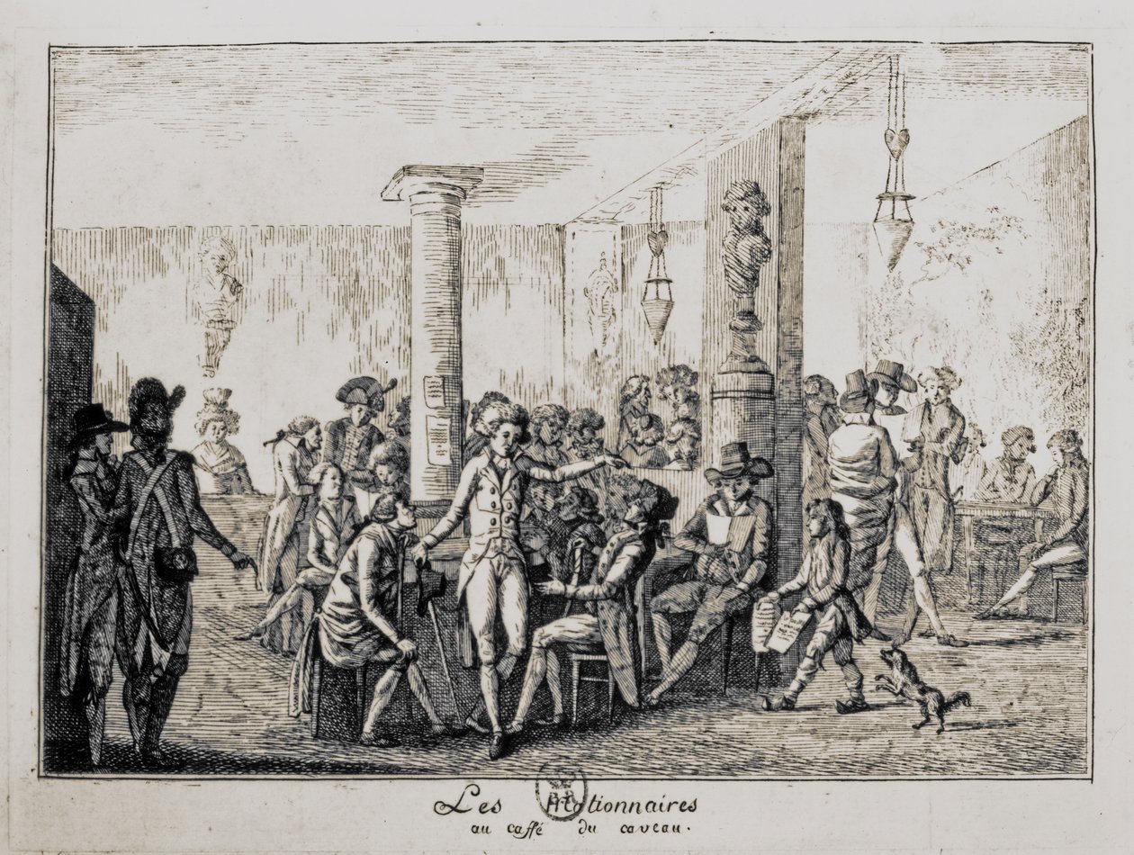 Sieyes und Les Nationnaires im Café du Caveau in Paris, August 1789 (Gravur) von French School