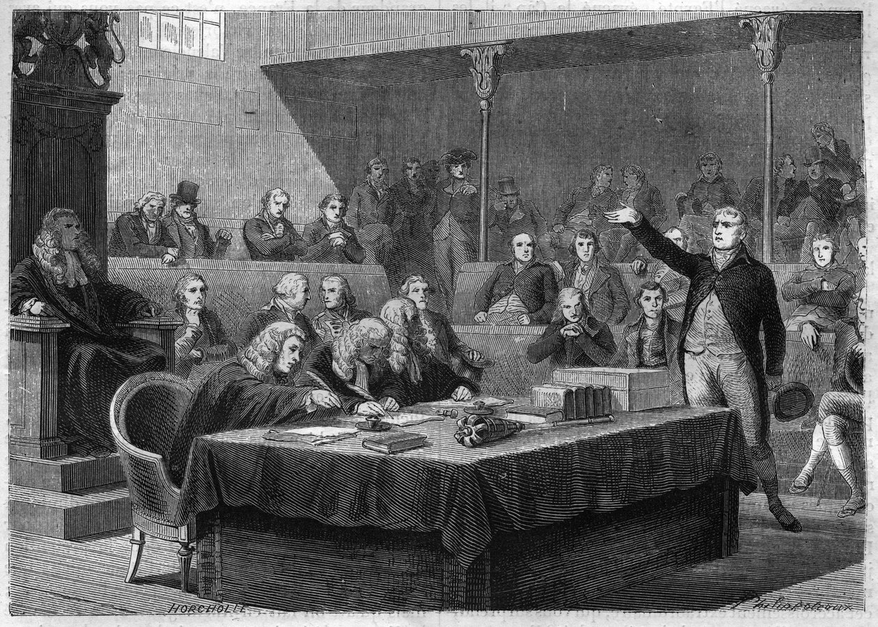 Rede von Abgeordneten Fox im Parlament von England über den Einmarsch Frankreichs in die Schweiz, November 1802 - Gravur aus „Histoire du Consulate et de l