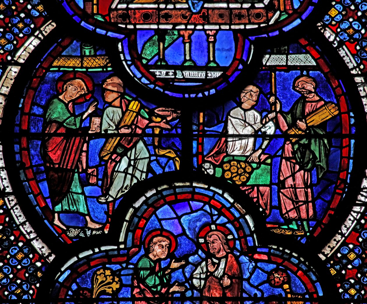 St. Johannes Fenster: Das Wunder der Verwandlung von Stöcken in Gold von French School