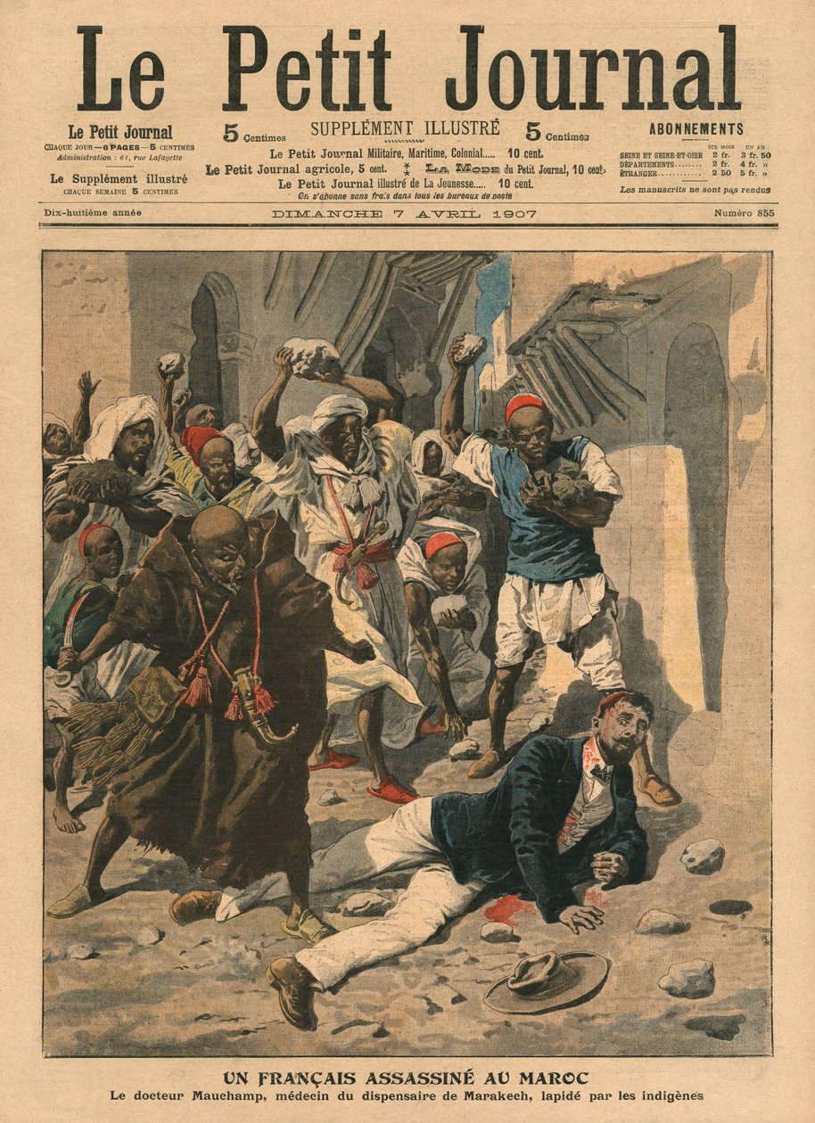 Steinigung des französischen Arztes Mauchamp in Marokko, Illustration aus 