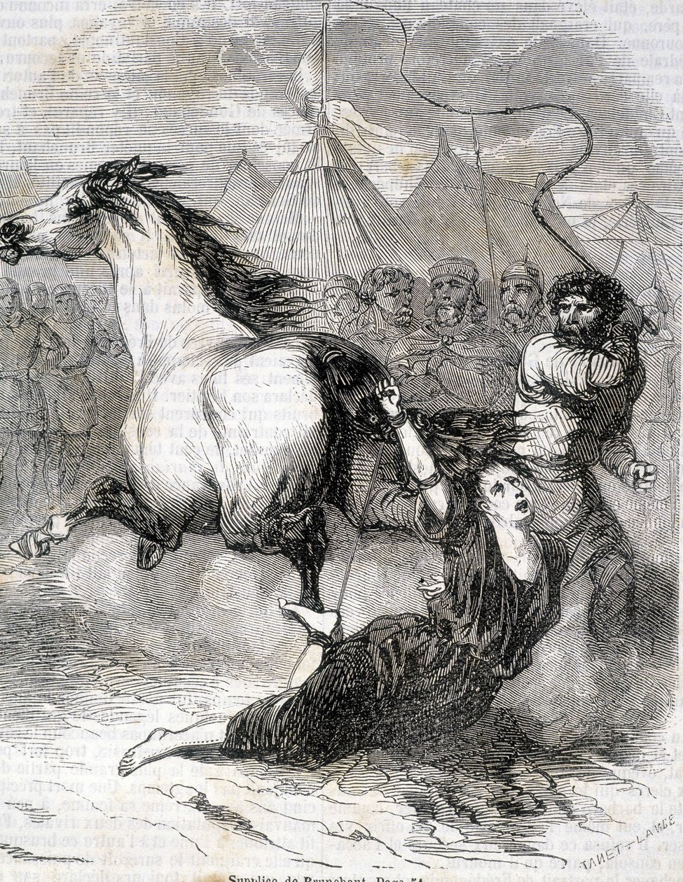 Hinrichtung von Brunehaut (oder Brunehilde) (613) - in „Histoire de France“ von L.-P. Anquetil von French School