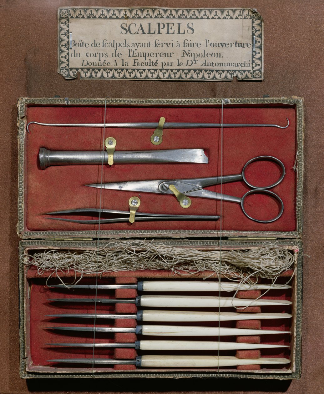 Chirurgische Instrumente, die von Doktor Antommarchi für die Obduktion von Kaiser Napoleon I (1769-1821) verwendet wurden von French School