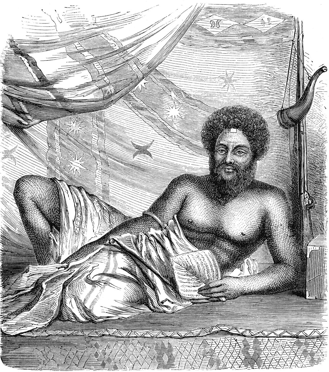 THAKOMBAU, König der VITI-Inseln (FIDJI), Pazifischer Ozean. Gravur 1885 von French School