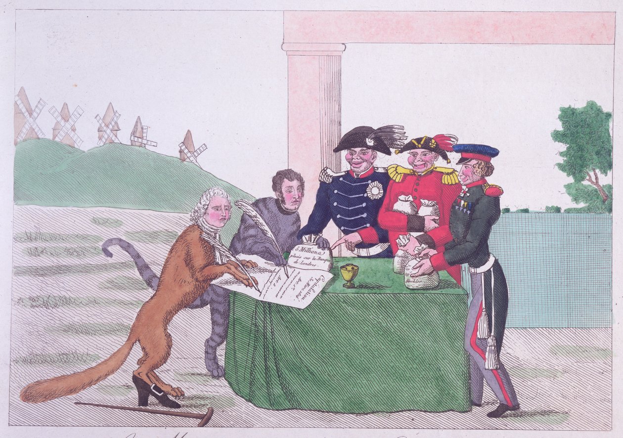 Die Kapitulation, Karikatur von Charles Maurice de Talleyrand-Perigord (1754-1838), 30. März 1814 von French School