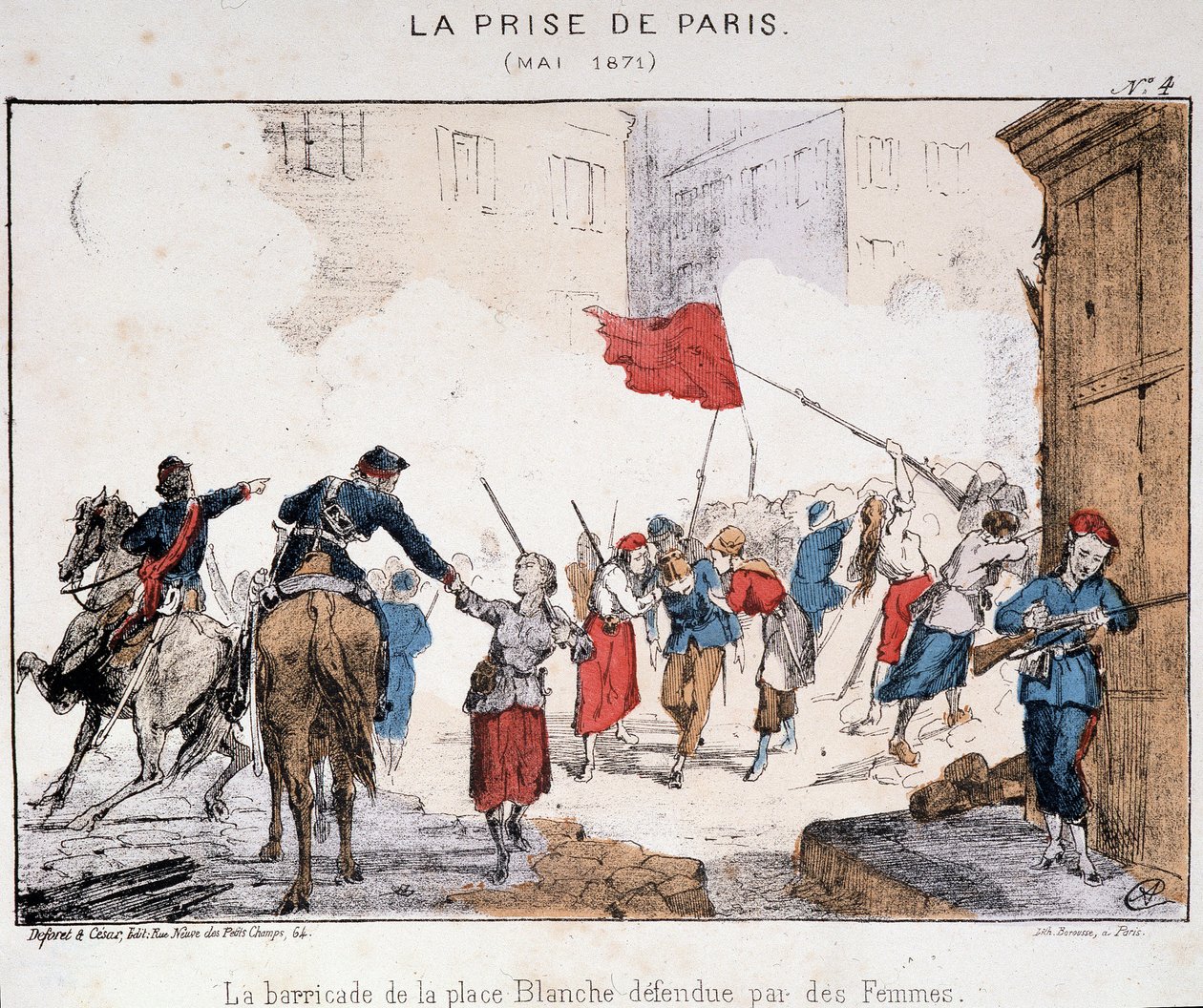 Die Eroberung von Paris im Mai 1871: die Barrikade von Place Blanche verteidigt von Frauen von French School