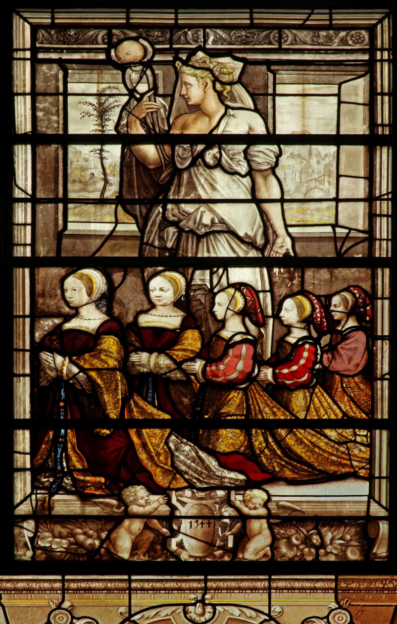 Das Nordfenster der Kapelle: St. Agatha mit den Töchtern von Anne de Montmorency von French School