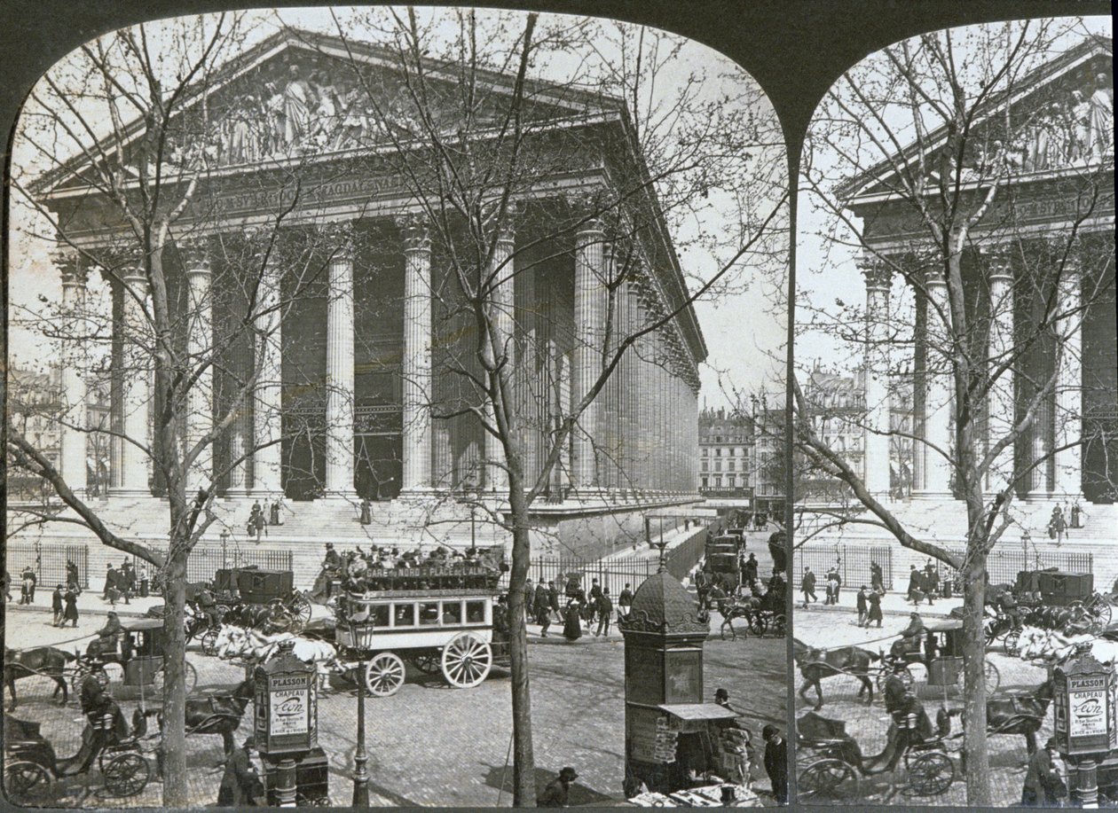 Die Kirche La Madeleine, Paris, stereoskopische Ansicht, ca. 1860-70 von French School