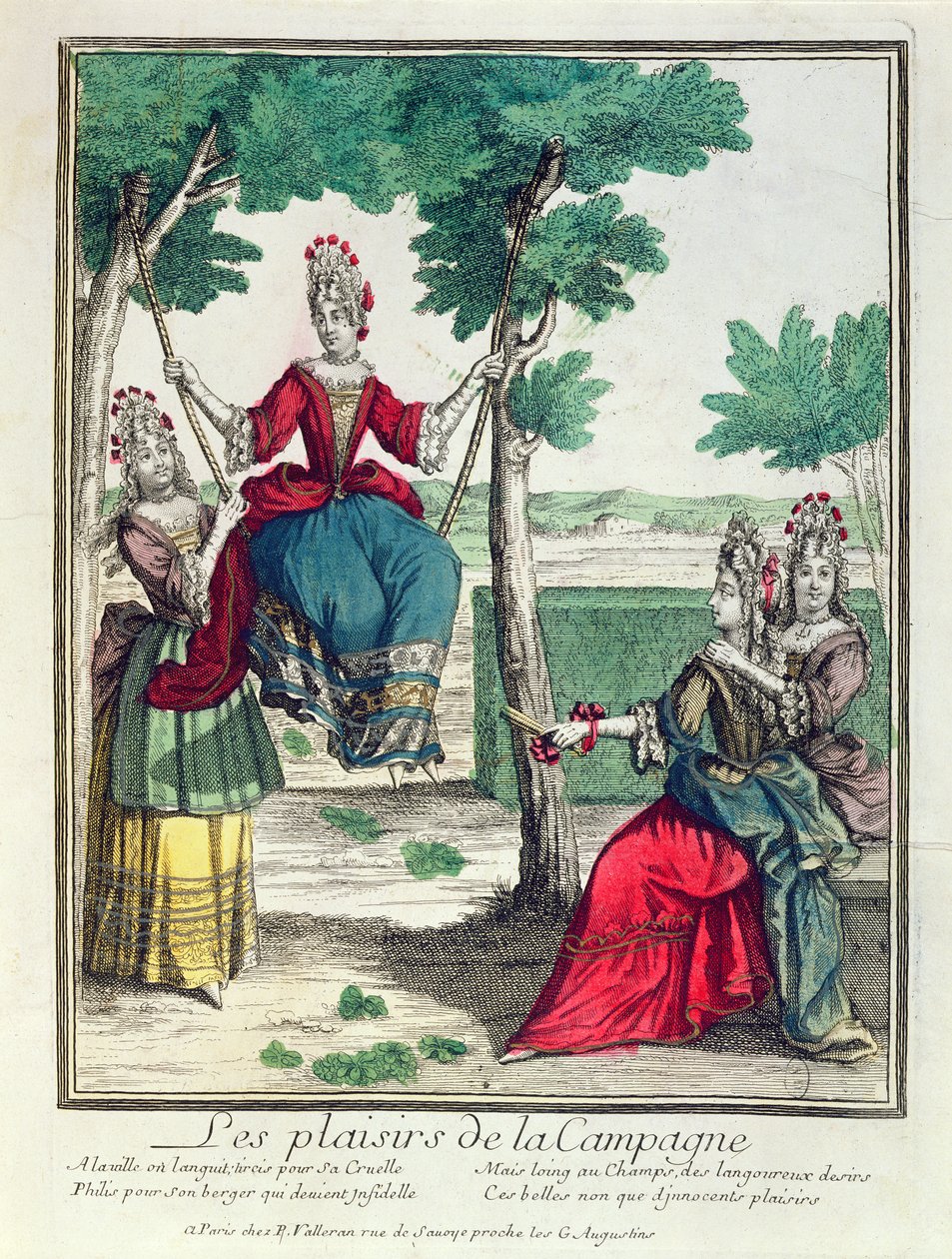 Die Freuden des Landes, 2. Hälfte des 17. Jahrhunderts (Farbgravur) von French School