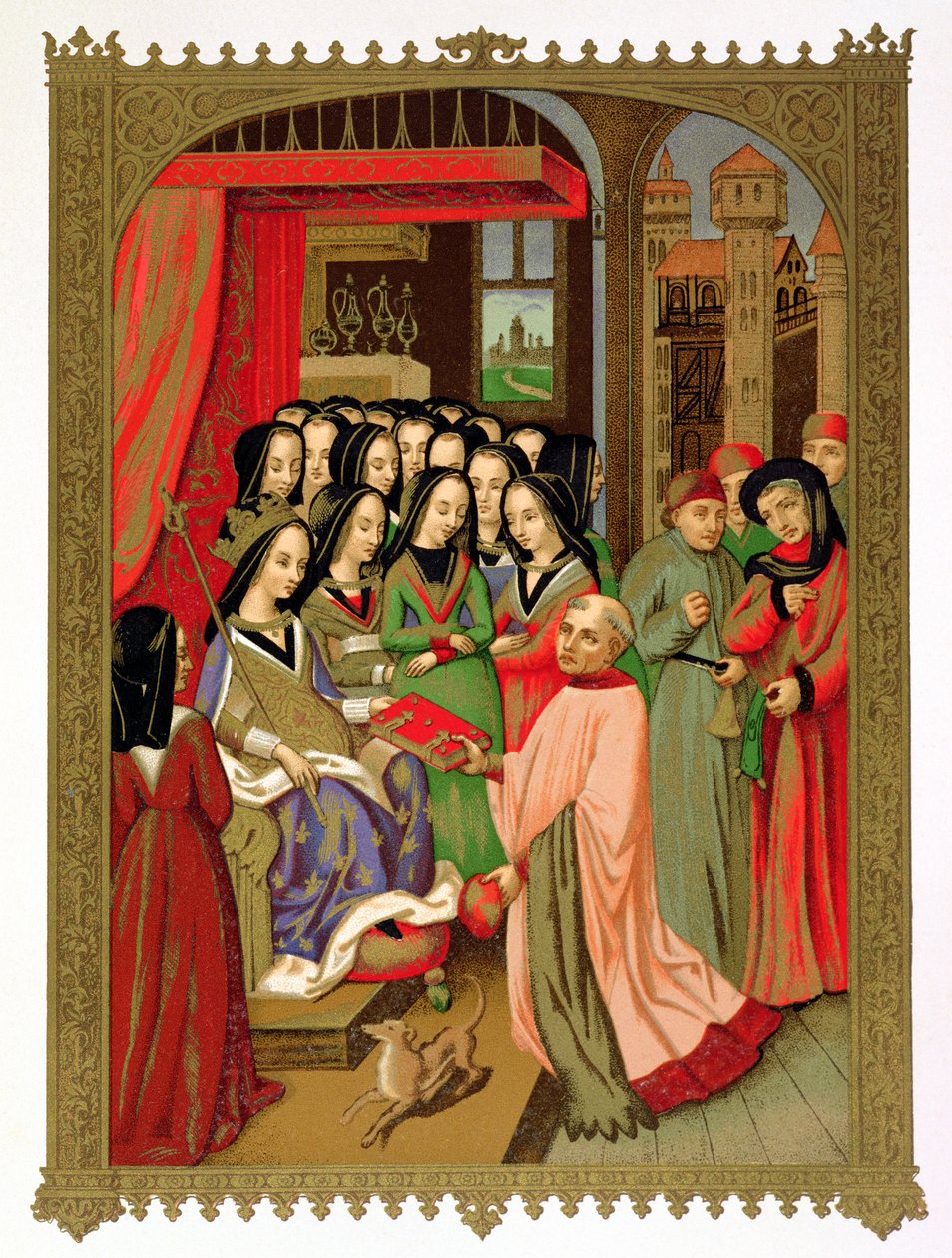 Der Hof von Maria von Anjou (1404-63) Ehefrau von Karl VII (1403-61) von French School