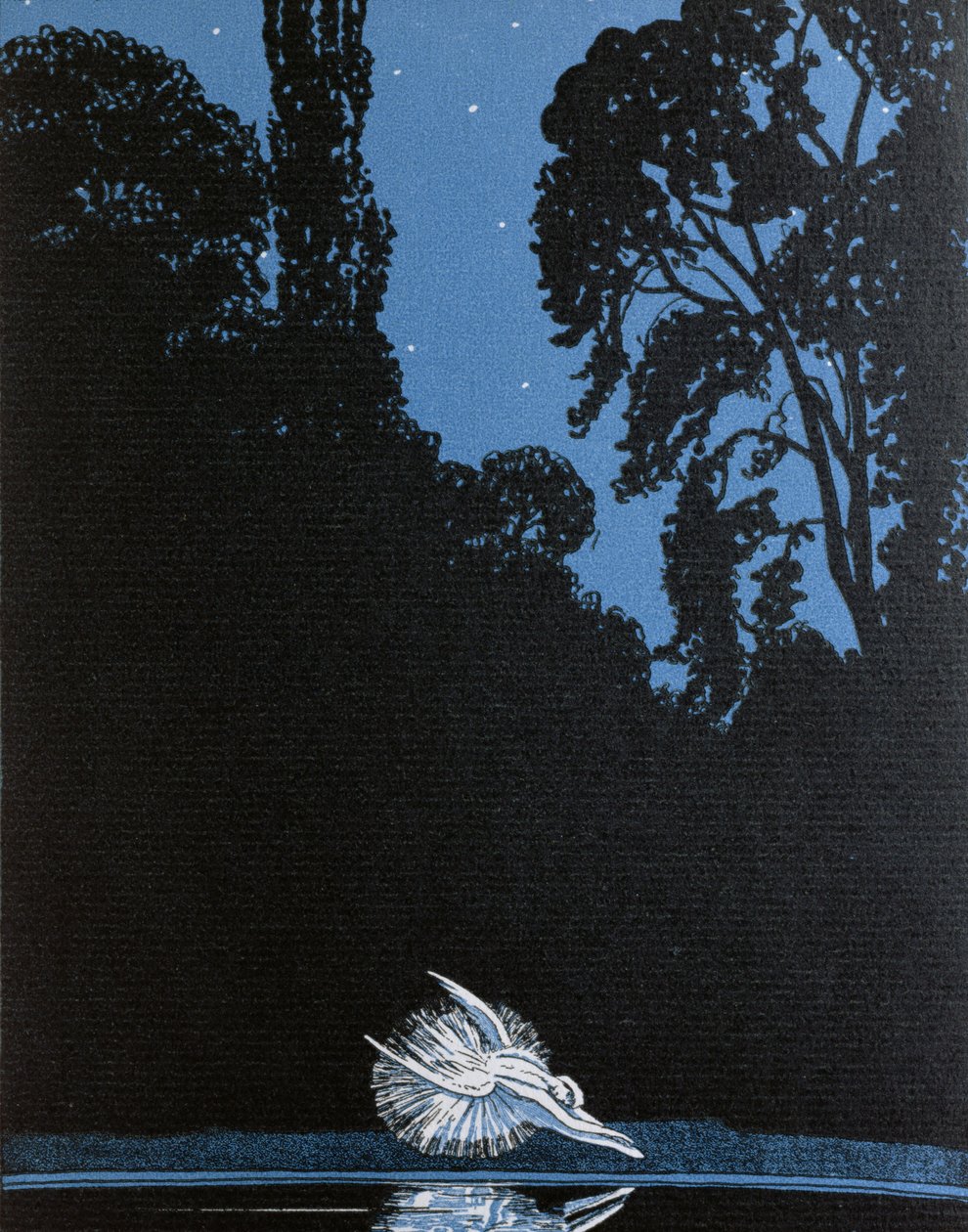 Der Tod des Schwans, Illustration für La Gazette du Bon Ton inspiriert von Tschaikowskys Ballett Schwanensee, 1924 von French School