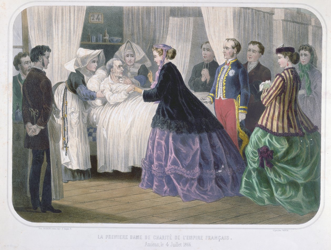 Die Kaiserin Eugenie (1829-1920) besucht die Cholera-Opfer in Amiens am 4. Juli 1866, ca. 1866-70 von French School