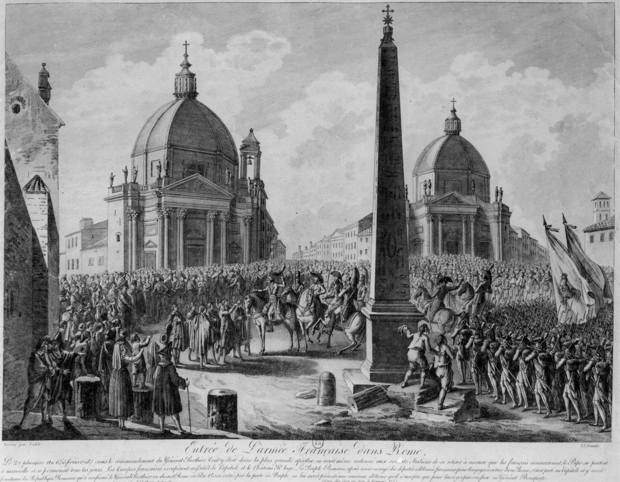Der Einzug der französischen Armee in Rom unter der Führung von Marschall Berthier, 15. Februar 1798 von French School