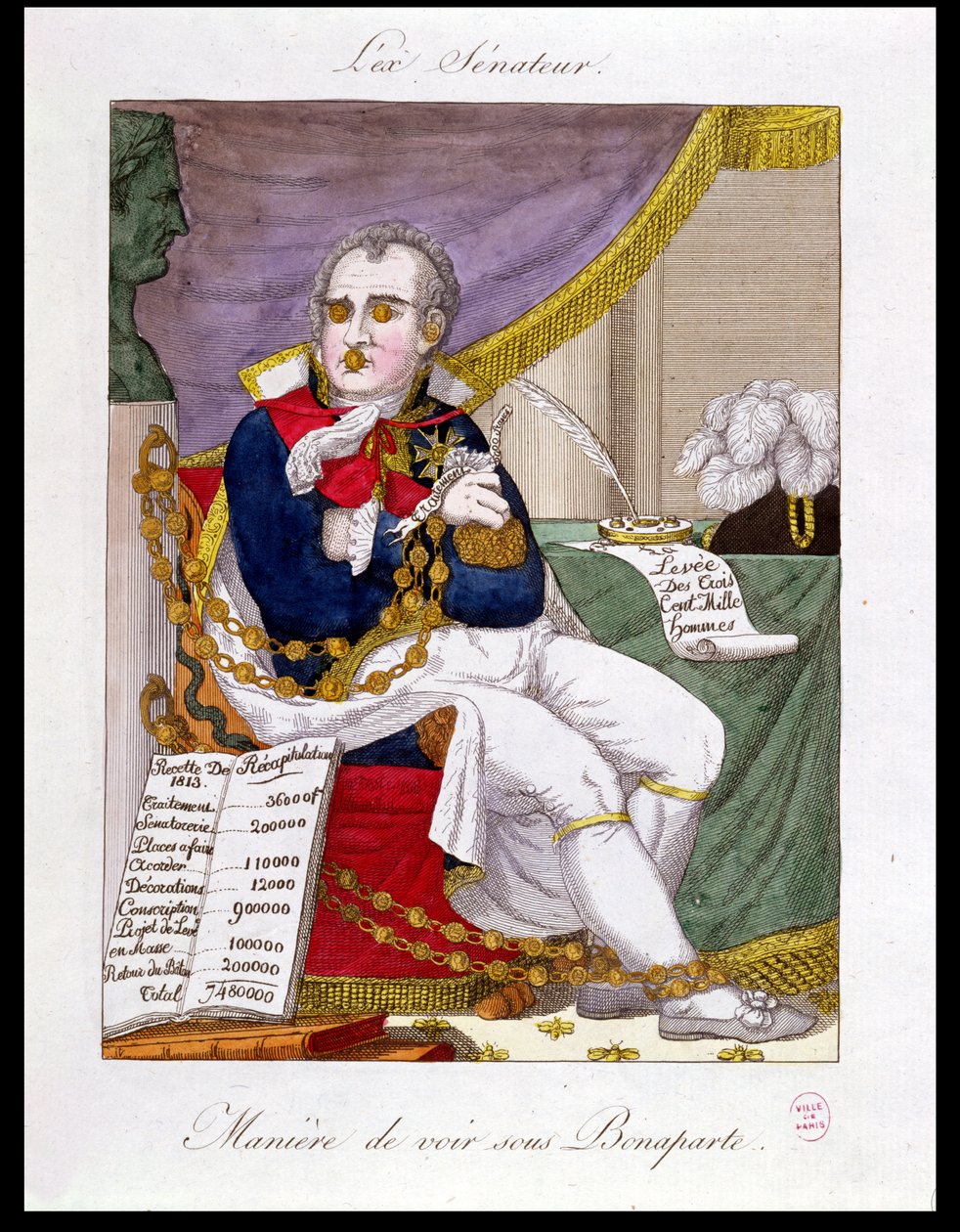 Der Ex-Senator, Karikatur des Reichtums und der Korruption unter Napoleon von French School