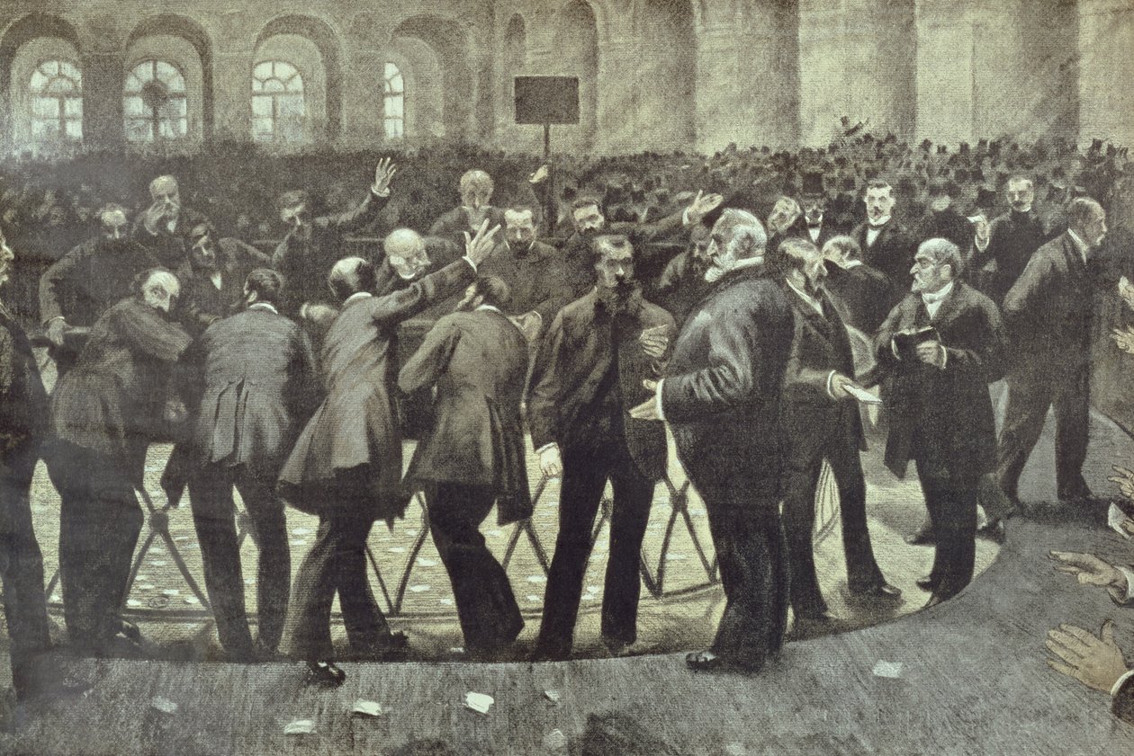 Die berühmte Corbeille an der Pariser Börse, ca. 1885 von French School