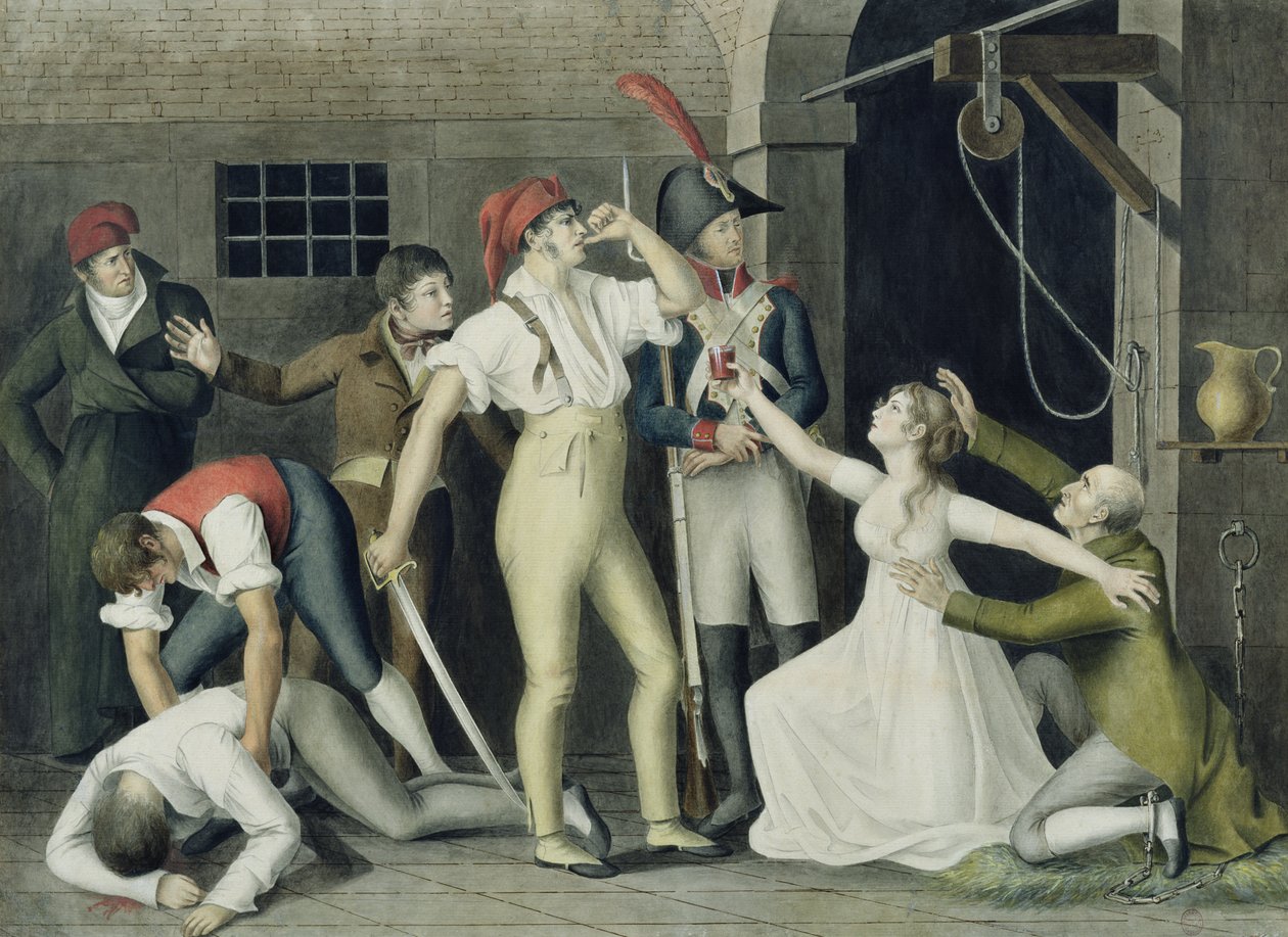 Die kindliche und heroische Hingabe von Mademoiselle de Sombreuil im September 1792, ca. 1800 von French School