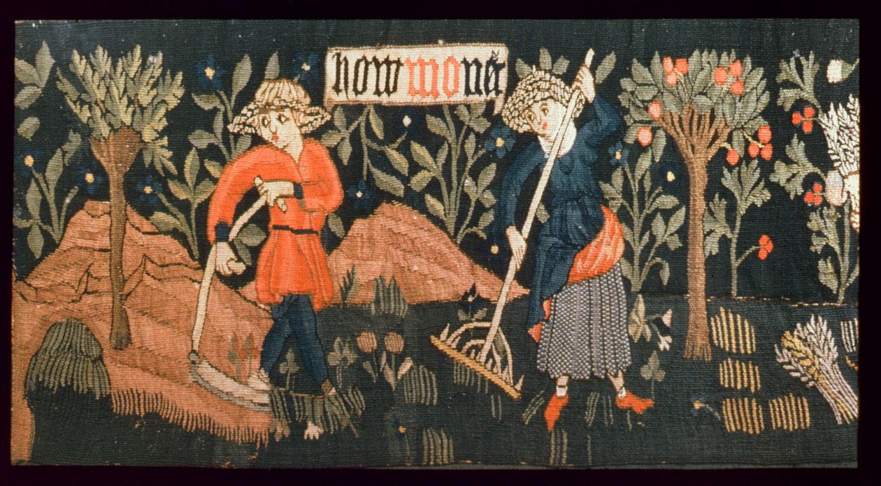 Die Arbeiten der Monate, aus dem Elsass, Mitte des 15. Jahrhunderts (Wolle & Leinen) von French School