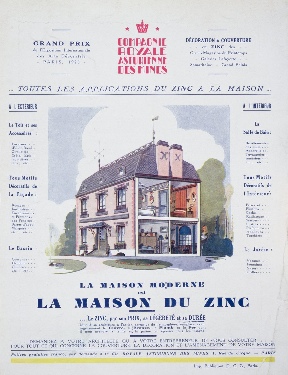 Das moderne Haus ist ein Zinkhaus, Werbung aus der Zeitschrift L