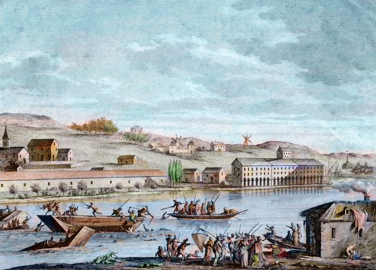 Das Ertränken von Nantes, Schreckensherrschaft, 1793 von French School