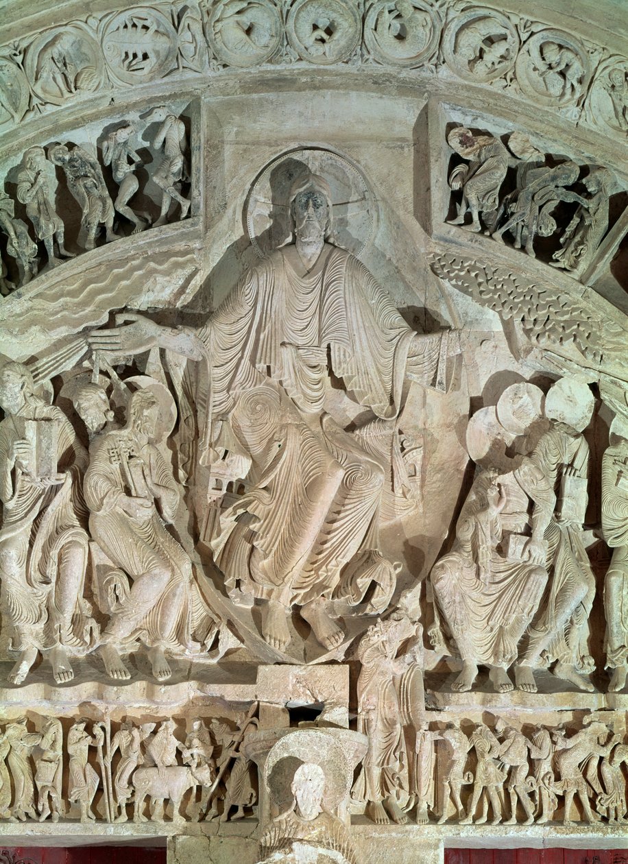 Pfingsten, vom Tympanon des zentralen Portals, ca. 1120 von French School