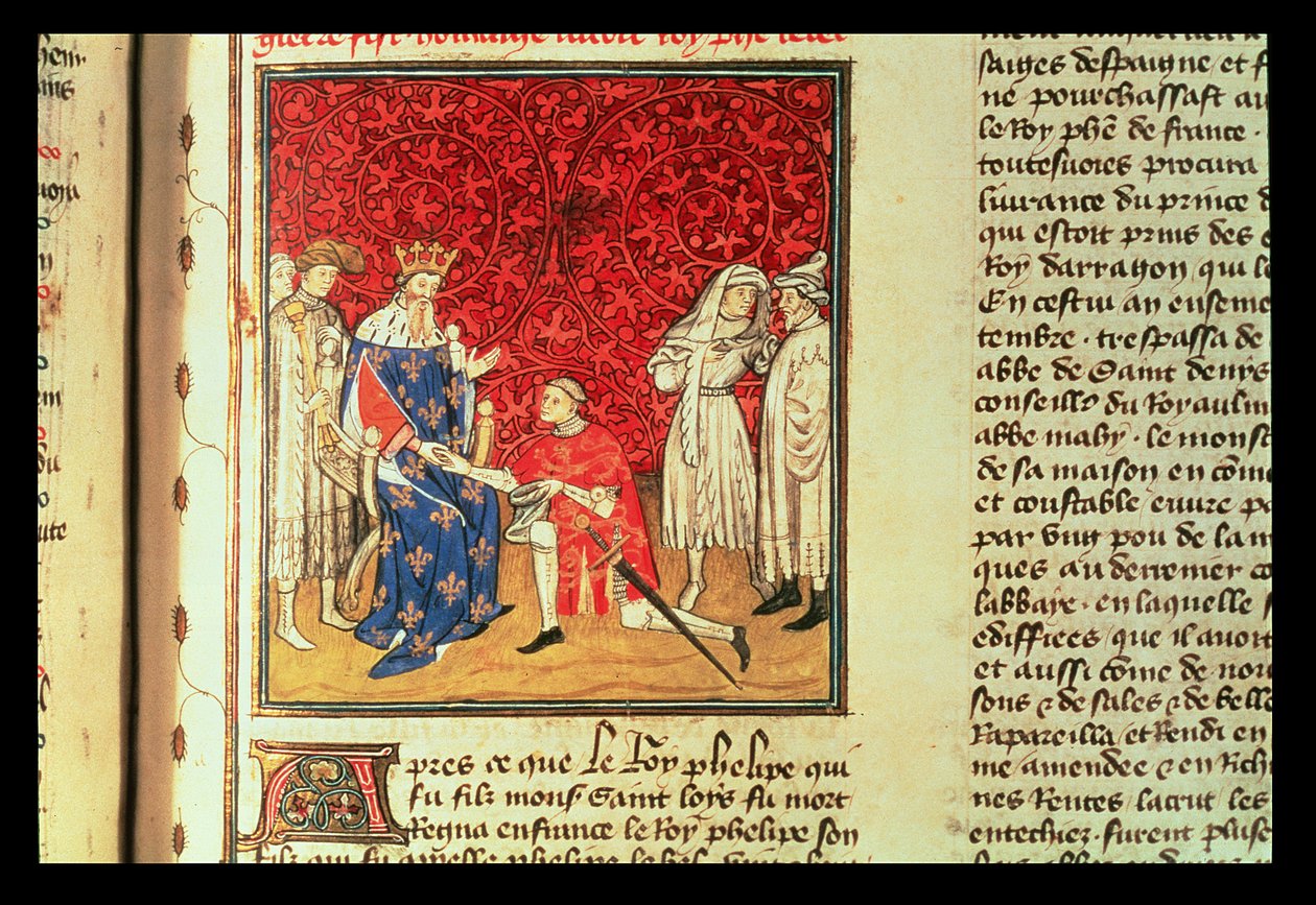 Der Prinz von Wales (Heinrich V 1387-1422) huldigt König Karl VI (1368-1422) von French School